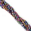 Rainbow faceted glass teardrop beads 4x6mm with metallic iridescent coating for DIY jewelry - 4x6mm (Approx. 65 Pieces) / Colorful Plated