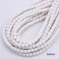 Perles cylindriques en pâte polymère blanche 6x6mm pour bijoux DIY - Style Cylindrique (BSA28-White) / Blanc