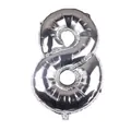Silver foil balloon in number 8 shape with glossy metallic finish for birthday party decor - Number 8 / Silver