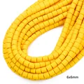 Perles cylindriques en pâte polymère jaune vif 6mm pour création de bijoux DIY - Style Cylindrique (BSA28-Yellow) / Jaune