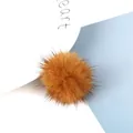 Brown mink fur round pompom charm for DIY earring and jewelry making accessories - 3.5cm Diameter (1 Piece/Pack) / Khaki