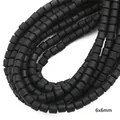 6mm matte black cylindrical polymer clay beads for DIY jewelry making and necklaces - Black