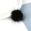 Deep black fluffy mink fur pom-pom ball pendant for DIY earring jewelry making - 3.5cm Diameter (1 Piece/Pack) / Black