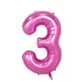 Hot pink number 3 gradient foil balloon for birthday party and anniversary celebration - Number 3 / Pink