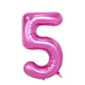 Metallic rose pink number 5 foil balloon for birthday and party celebration decor - Number 5 / Pink