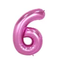 Pink metallic foil number 6 balloon for birthday party and anniversary celebrations - Number 6 / Pink