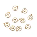 Set of 10 round white enamel letter D charms with gold plating for DIY jewelry making - 1 Piece (Diameter 12mm x Thickness 2.5mm) / Letter D