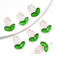 DIY jelly pink gradient glass tulip petal bead with green leaf and glitter finish - Light Pink Tulip and Green Leaf (Set of 1)