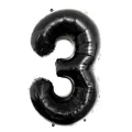 Glossy black number 3 foil balloon for birthday party and anniversary celebration decor - Number 3 / Black