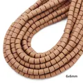Stack of 6x6mm cylindrical soft clay spacer beads in flesh pink for DIY jewelry making - Brown