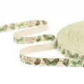Nastro in cotone DIY con farfalle verdi e marroni e testo russo per decorazioni - Farfalla Verde Stile Russo (#08) / Larghezza 1,5 cm, 5 iarde/confezione