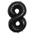 Black 16-inch number 8 foil balloon with metallic finish for birthday party decor - Number 8 / Black
