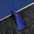 Deep blue silk tassel pendant with hanging rope for DIY bookmarks and accessories - Total length approx 16cm, rope approx 8cm, tassel approx 8cm, 1 pc/pack / Sapphire Blue