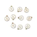 Pendentifs ronds lettre N en émail blanc pour création de bijoux DIY accessoires - 1 Pièce (Diamètre 12mm x Épaisseur 2.5mm) / Lettre N