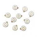 Pendentifs lettre O en émail blanc et bordure dorée pour bijoux faits main DIY - 1 Pièce (Diamètre 12mm x Épaisseur 2.5mm) / Lettre O