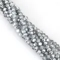 6mm faceted silver wheel crystal glass beads with metallic coating for DIY jewelry - Half Silver Plated