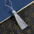 Silky silver gray 8cm tassel with hanging loop for DIY bookmarks and traditional crafts - Total length approx 16cm, rope approx 8cm, tassel approx 8cm, 1 pc/pack / Light Gray