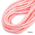 Light pink 6x6mm cylindrical polymer clay spacer beads with matte finish for DIY jewelry - Korean Pink