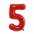 Bright red metallic 16-inch number 5 foil balloon for birthday and party decoration - Number 5 / Red