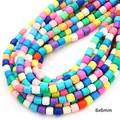 Colorful 6mm cylindrical polymer clay spacer beads for DIY jewelry making - Mixed Blue Green