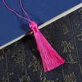 8cm rose pink silk tassel pendant with hanging loop for DIY hair accessories and bookmarks - Total length approx 16cm, rope approx 8cm, tassel approx 8cm, 1 pc/pack / Rose Red