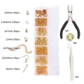 Golden DIY jewelry making kit with lobster clasps, hooks and pliers in storage box - Gold Accessories Tools Collection / Gold