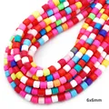 6x6mm colorful cylindrical polymer clay beads in vibrant mix for DIY jewelry making - Mixed Bright Colors
