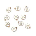 Breloques lettre W en émail doré pour colliers DIY et bracelets artisanaux - 1 Pièce (Diamètre 12mm x Épaisseur 2.5mm) / Lettre W