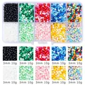Detail view of 3mm 10g colorful glass seed beads in a 10-compartment storage box - 3mm Solid Painted Seed Beads Box / 3mm