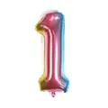 Rainbow gradient number 1 foil balloon for birthday and party decorations on white background - Number 1 / Gradient