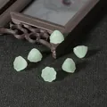 Translucent pale green 10mm glass lotus petal beads for DIY hair stick accessories - Light Green