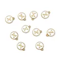 Pendentif rond doré en émail blanc avec lettre X pour la création de bijoux DIY - 1 Pièce (Diamètre 12mm x Épaisseur 2.5mm) / Lettre X