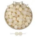 Creamy white resin beads with pearlescent sheen and central hole for DIY jewelry - 10mm (Hole approx 2mm) 10 Pcs/Pack / Beige
