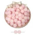 Pink round resin beads with pearlescent shimmer for DIY jewelry making and crafting - 10mm (Hole approx 2mm) 10 Pcs/Pack / Pink