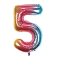 16-inch gradient rainbow foil balloon in number 5 shape for birthday party decor - Number 5 / Gradient