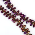 Faceted 6x12mm purple iridescent glass crystal beads with horizontal holes for DIY jewelry - 6×12mm 50 Pcs/Pack / Purple Plated