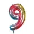 Number 9 foil balloon with gradient rainbow colors for birthday and party decorations - Number 9 / Gradient