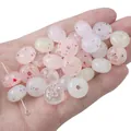 Cuentas redondas de acrílico con fragmentos de flores para pulseras y collares DIY - Cuenta Espaciadora Redonda Plana 14×9mm (20 Piezas/Paquete)