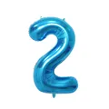 Blue 16 inch number 2 foil balloon with metallic finish for birthday party decoration - Number 2 / Blue