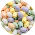 Mixed macaron color oval acrylic beads with matte pearlescent finish for DIY jewelry - Oval Bead (Approx. 50 Pcs)