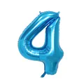 Blue foil balloon shaped as number 4 with metallic finish for birthday party decor - Number 4 / Blue