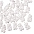 White opaque resin gummy bear charms with silver metal rings for DIY jewelry making - Charm / 5 Pieces/Pack (11x21mm) / White