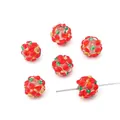 Handmade red flower lampwork glass beads for DIY children jewelry making and bracelets - 12mm (1 Piece) / Red