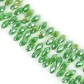 Faceted emerald green teardrop glass beads with AB finish for DIY jewelry making - 6×12mm 50 Pcs/Pack / Grass Green AB