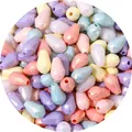 Faceted macaron teardrop acrylic beads in assorted pastel colors for DIY jewelry making - Faceted Teardrop Bead (8x12mm, Approx. 95 Pcs)