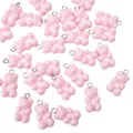Pink translucent resin bear charms for DIY jewelry making with silver metal hooks - Charm / 5 Pieces/Pack (11x21mm) / Pink