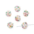 Perles en verre fleurs roses et blanches avec feuilles vertes pour bijoux DIY - 12mm (1 Pièce) / Beige + Rose