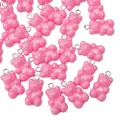 Translucent candy pink resin bear charms with silver metal rings for DIY jewelry making - Charm / 5 Pieces/Pack (11x21mm) / Deep Pink