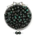 Starry sky resin round beads in deep green with marble texture for DIY jewelry making - Dark Green