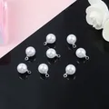 Pendentifs en perles ABS blanches avec attaches argentées pour bijoux DIY créatifs - 8mm (10 Pièces/Paquet) / Argent Électroplaqué + Perle Blanche